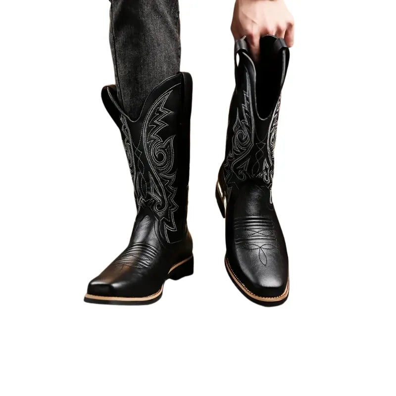 Bottes Western Élégantes en Cuir Noir