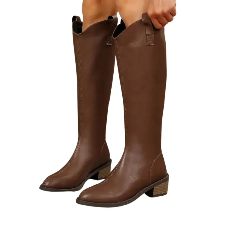 Bottes Hautes en Similicuir Marron