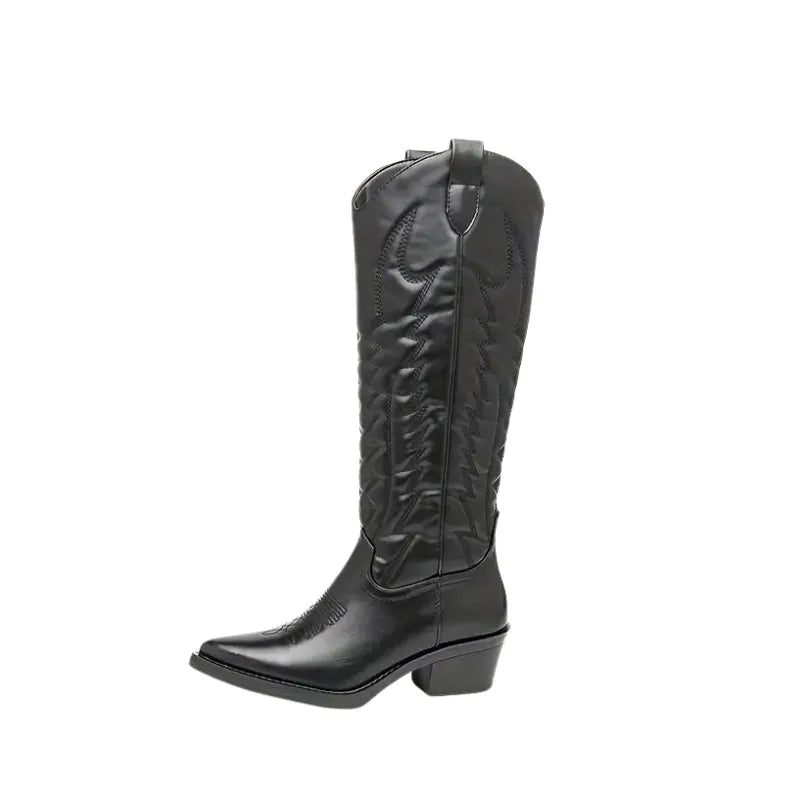 Bottes Western Noires à Talon Carré