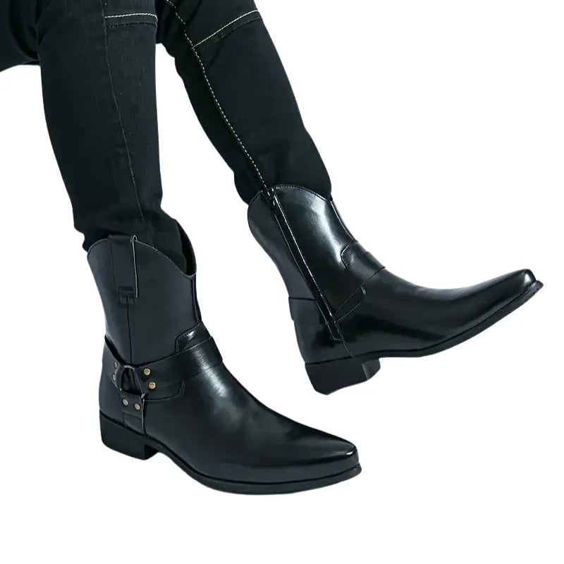 Bottines Western Noires en Similicuir