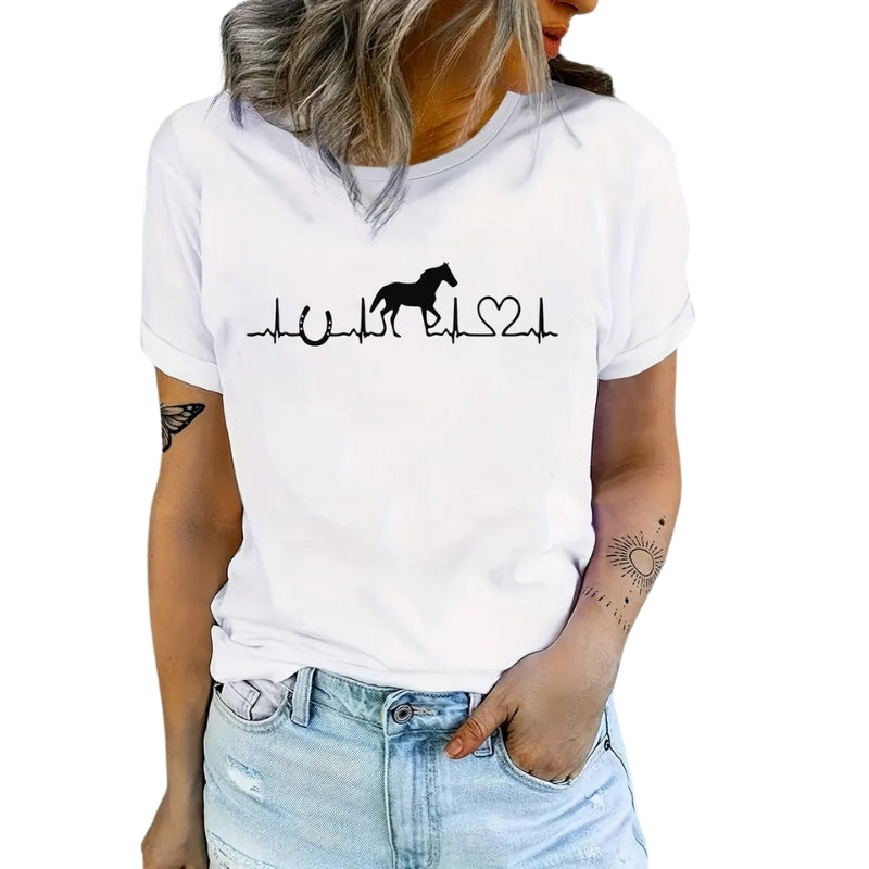 "Heartbeat Horse" T-shirt – Equestrian Style and Passion