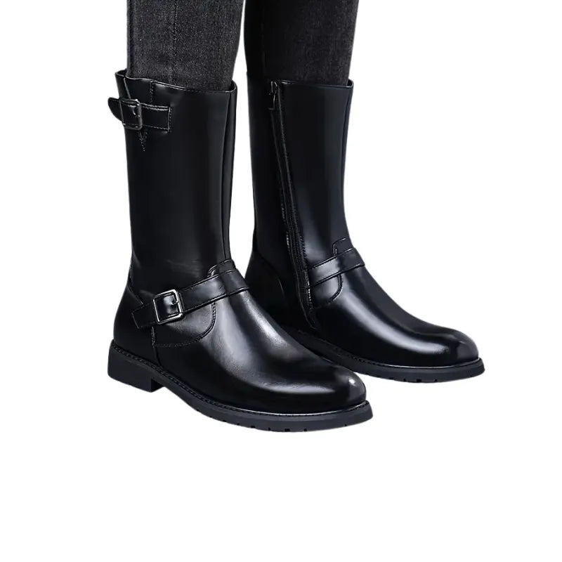 Bottes d'Équitation en Similicuir avec Boucles